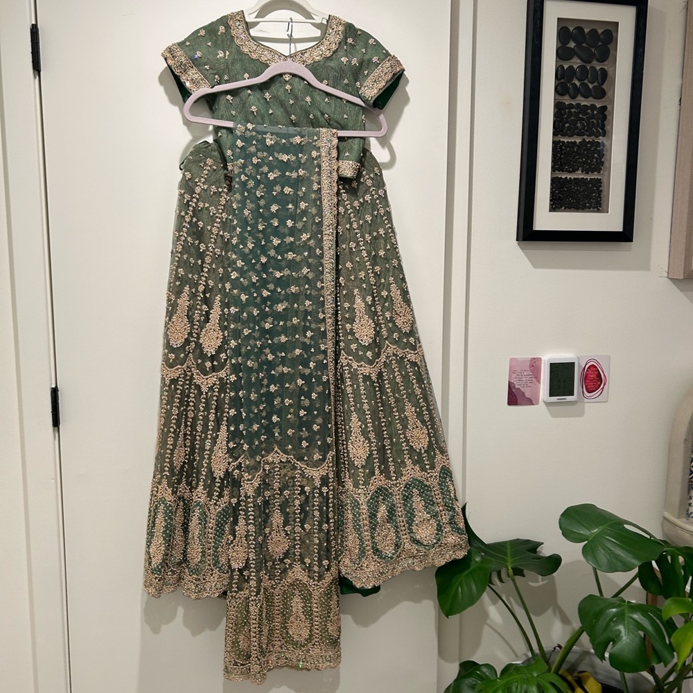 Beautiful royal green Lehnga for mehndi or any occasion.